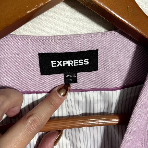 Express Women's Lilac Linen Blend Single Button Blazer Jacket - Size 6 - Picture 4 of 8